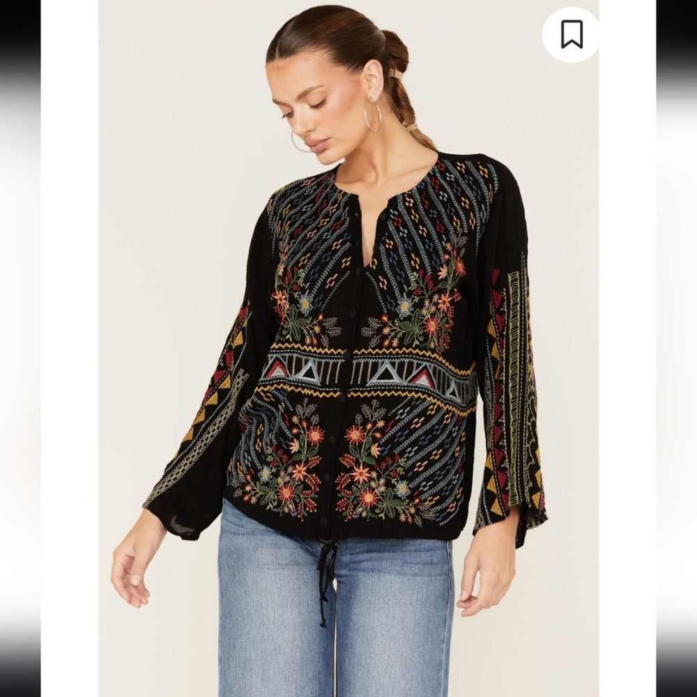Johnny Was Women's Ezra Embroidered Blouse. Size S